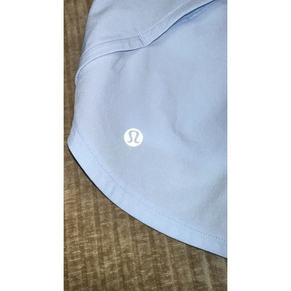 Lululemon Speed Up High-Rise Lined Powder Blue Shorts Zippered Back Pocket Sz 10